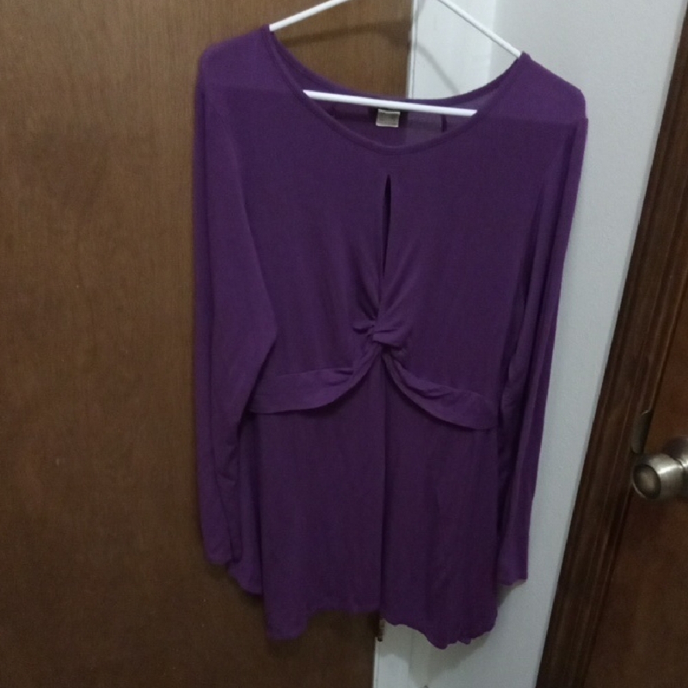 VENUS Purple Long Sleeve Blouse with Knot Detail